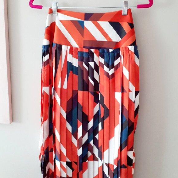 EUC Debbie Shuchat multicoloured abstract print pleated skirt, 4 - Picture 6 of 6
